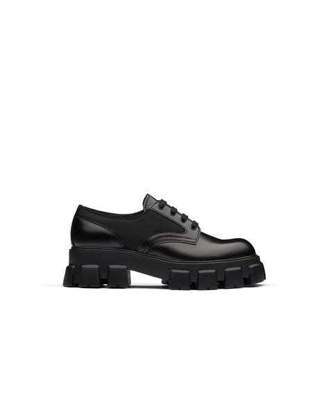 prada monolith brushed leather and nylon shoe